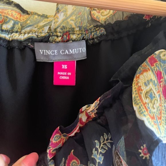 Vince Camuto Off The Shoulder Blouse Top Rich Black Womens Size XSmall - Picture 3 of 6